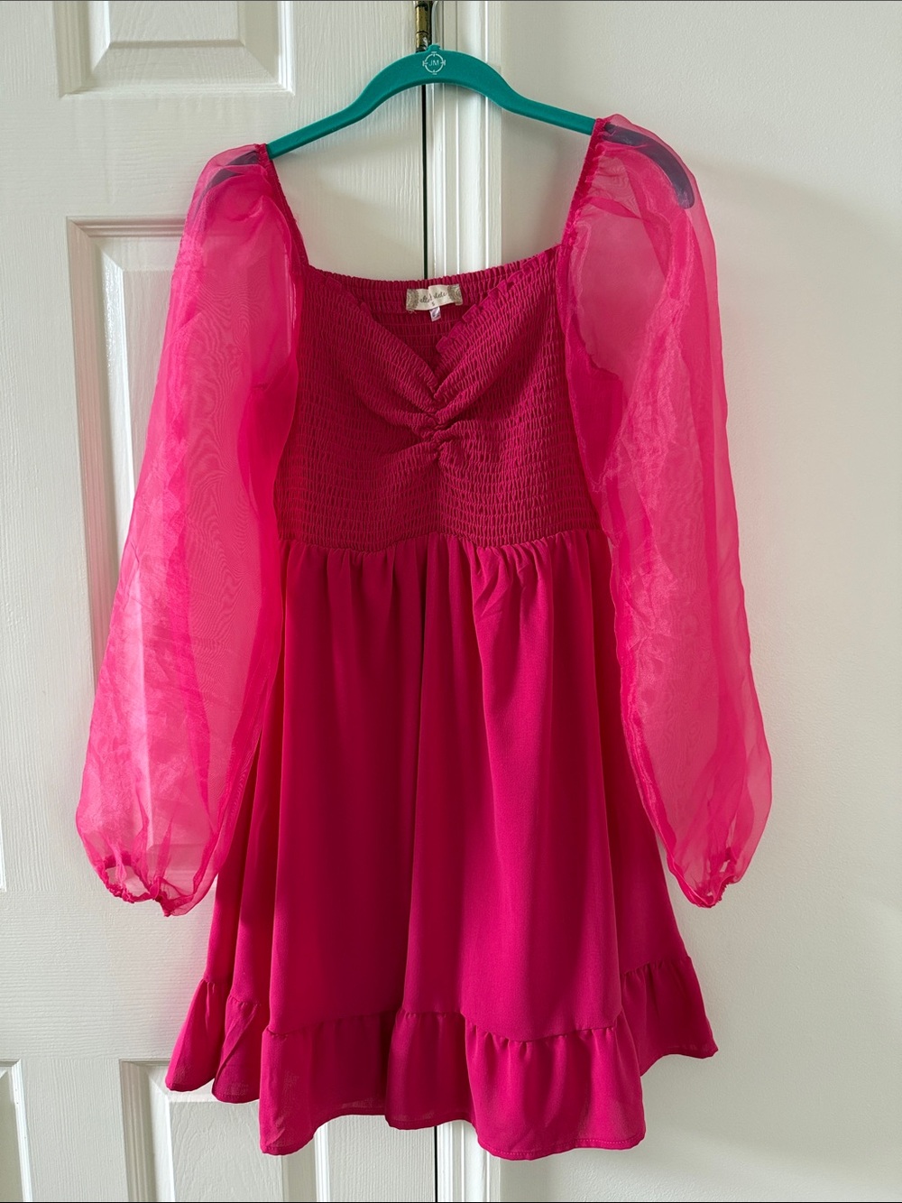 hot pink puff sleeve altar’d state dress